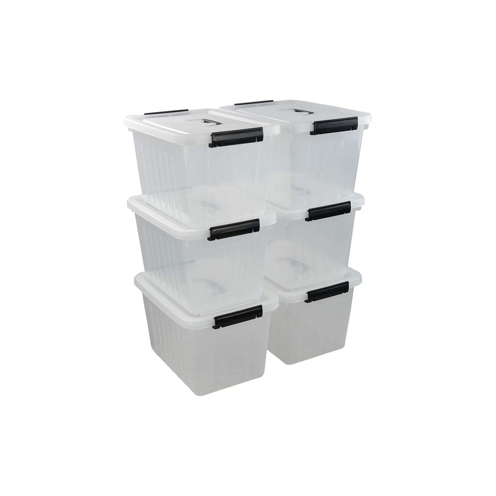 12 Quart Storage Box with Handle, 6 Pack Latching Container Bin