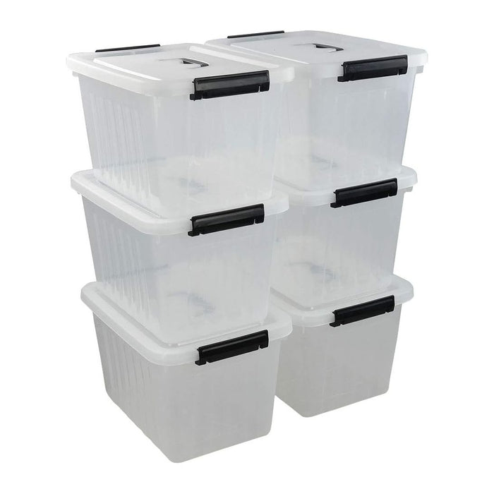 12 Quart Storage Box with Handle, 6 Pack Latching Container Bin