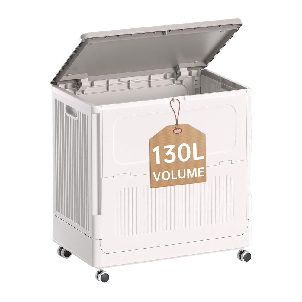 130L Rolling Laundry Hamper with Lid Laundry Basket