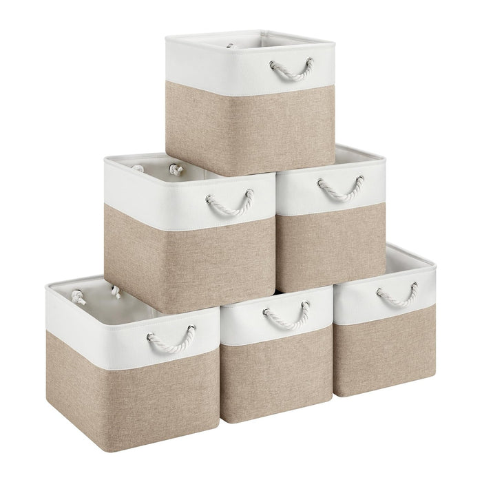 13x15x13 Inch Large Storage Bins with Cotton Rope Handles 6-Pack