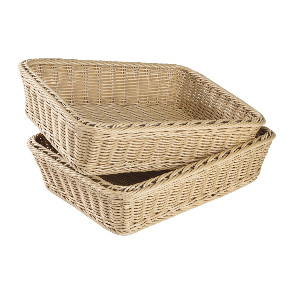 2 Pack Wicker Storage Baskets, 15.7 x 11.8 in Rectangular Faux Rattan Trays