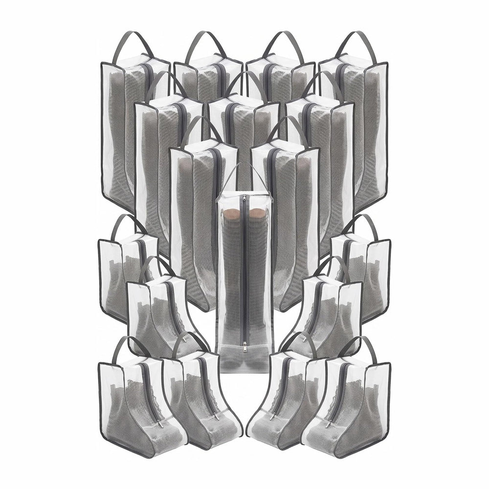 20 Pack Boot Storage Bags, Waterproof PVC Clear Shoe Bags with Zipper and Han...