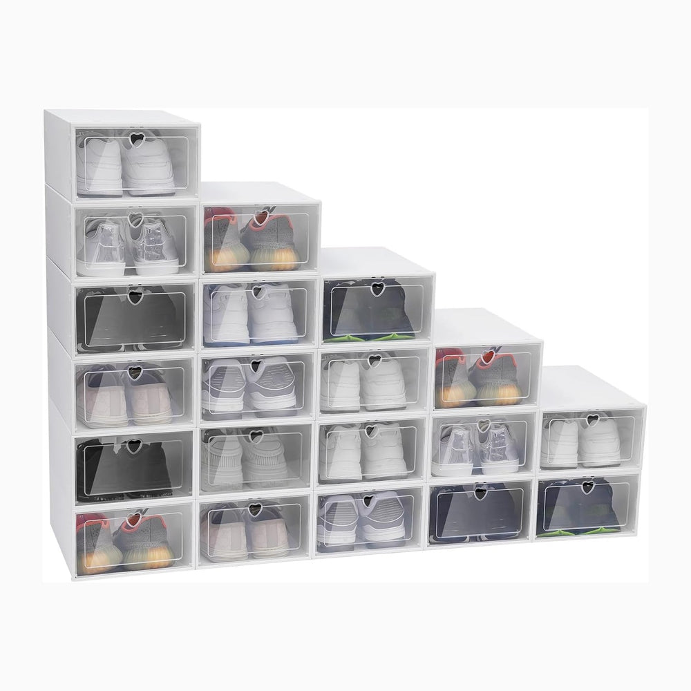 20 Pack Shoe Organizer for Entryway Closet, Clear Plastic