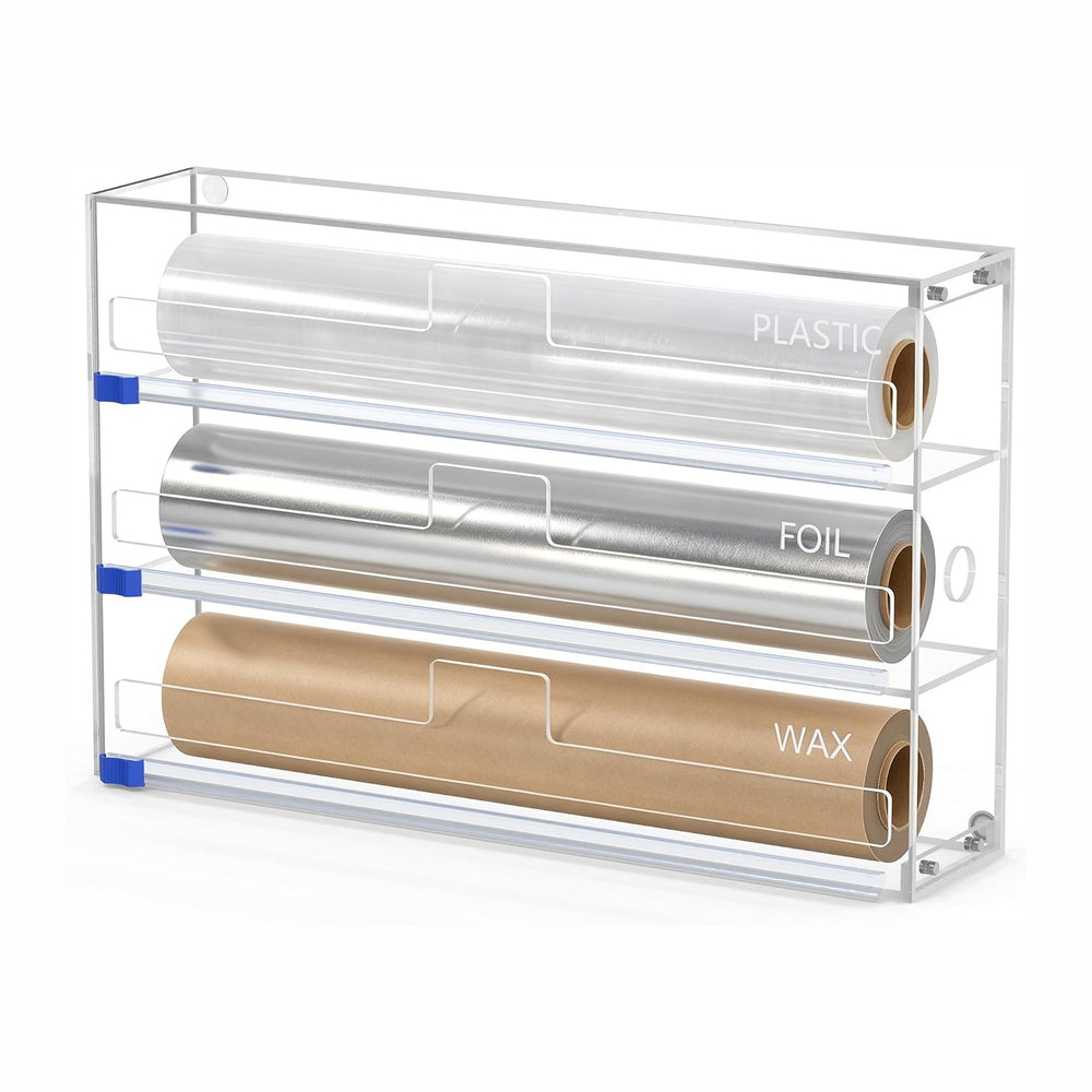3 In 1 Acrylic Aluminum Foil, Plastic Wrap Organizer with Cutter