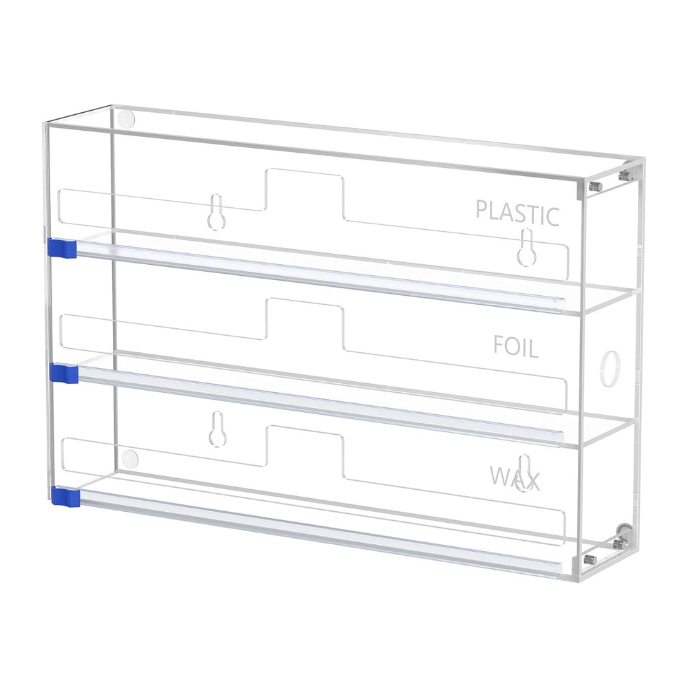 3 in 1 Clear Acrylic Foil, Plastic Wrap Organizer with Cutter