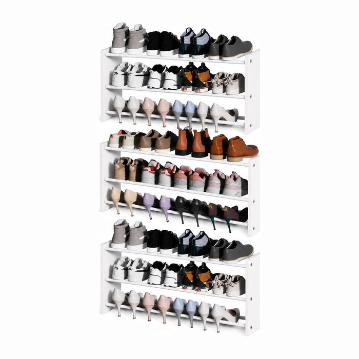 3 Pack 3 Tier Wall Mounted Shoe Rack, 17"-30"Adjustable Hanging Shoe Rack
