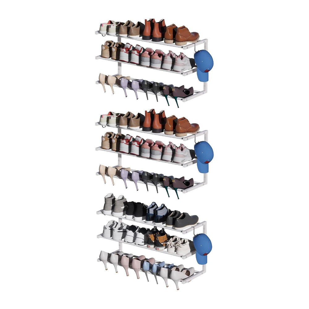 3 Pack Wall Mounted Shoe Rack, 3 Tier Hanging Shoe Rack Holds 36 Pairs, 17&qu...