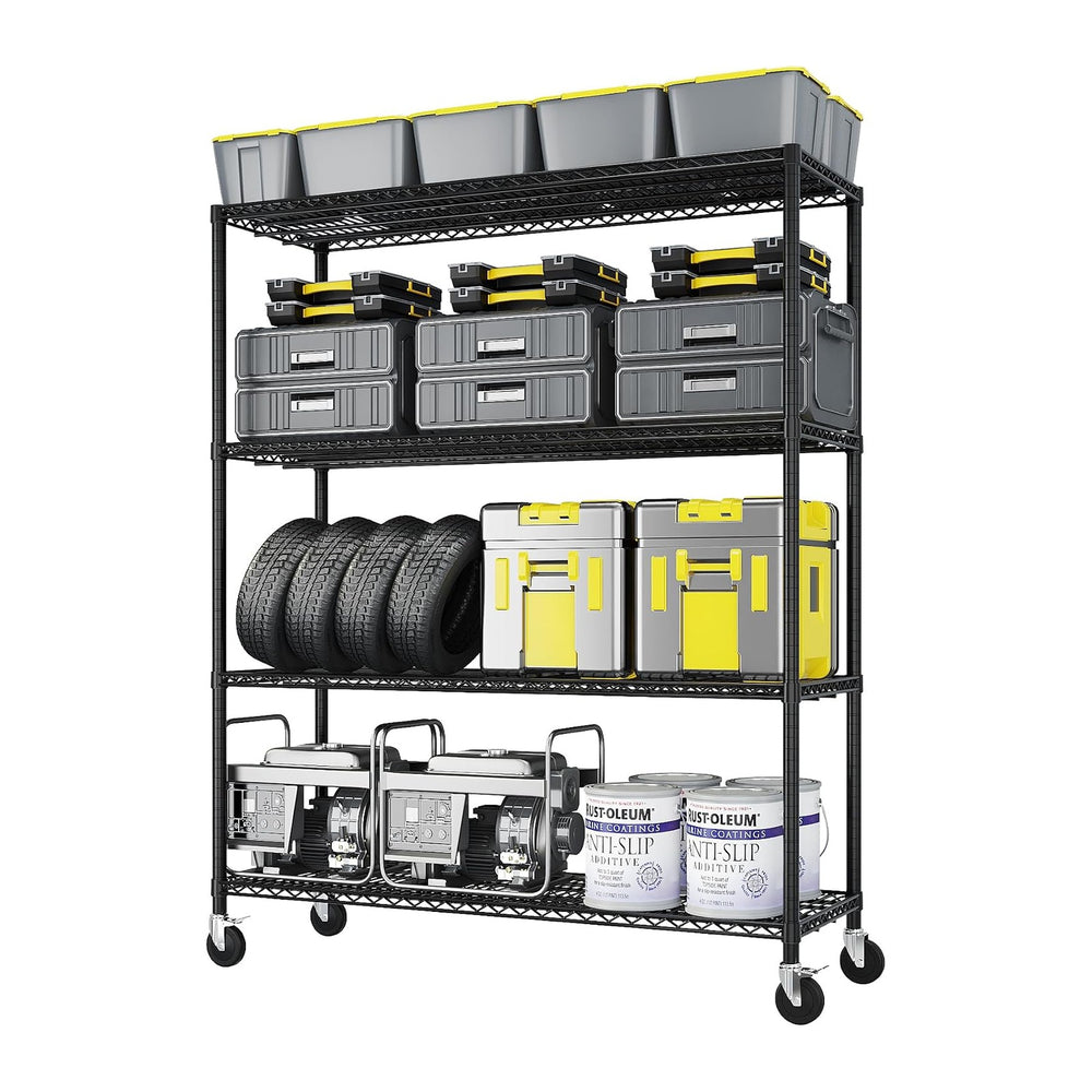 4 Tier Storage Racks Shelving, Heavy Steel Pantry Shelves, Adjustable Wire Sh...