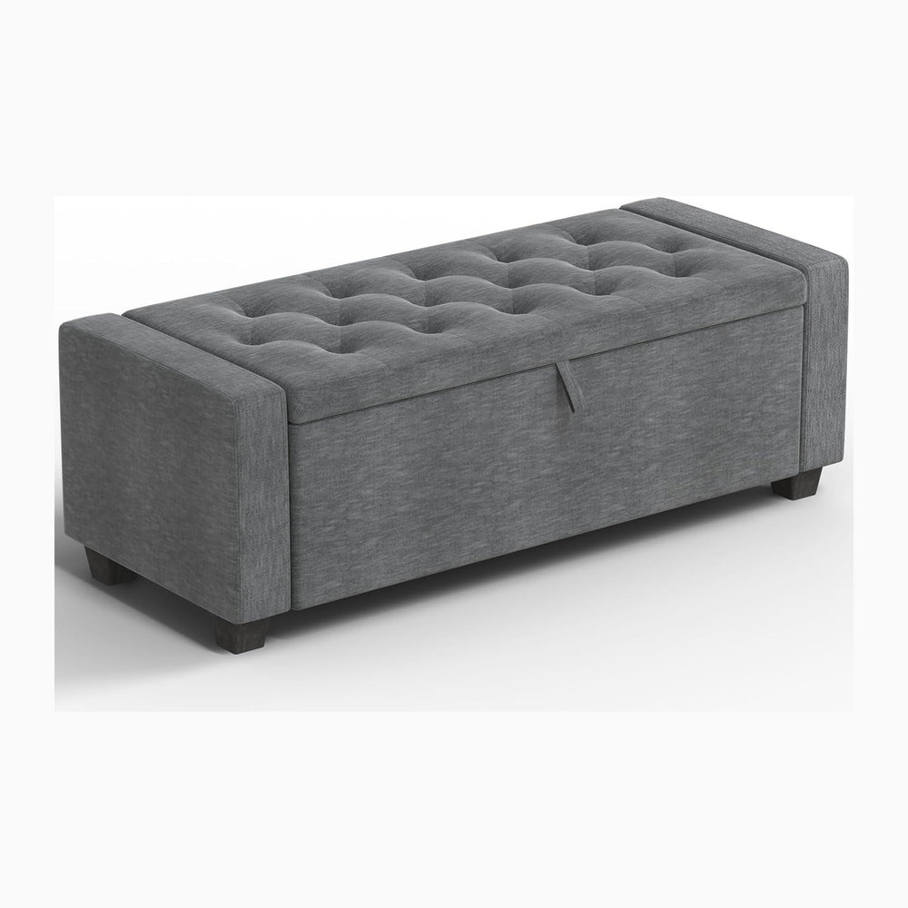 48" Storage Ottoman Bench, Dark Gray