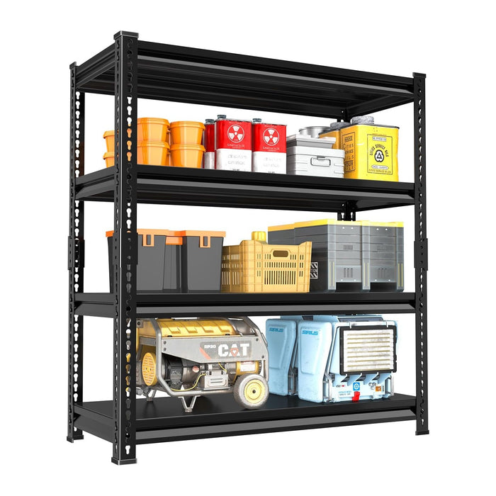 48" W Garage Shelving Heavy Duty, 1800LBS Loads Adjustable Garage Storage Shelves, 4-Tier Metal Shelving Units and Storage Racks, Industrial Utility Shelf,48" Wx16 Dx72 H, Black