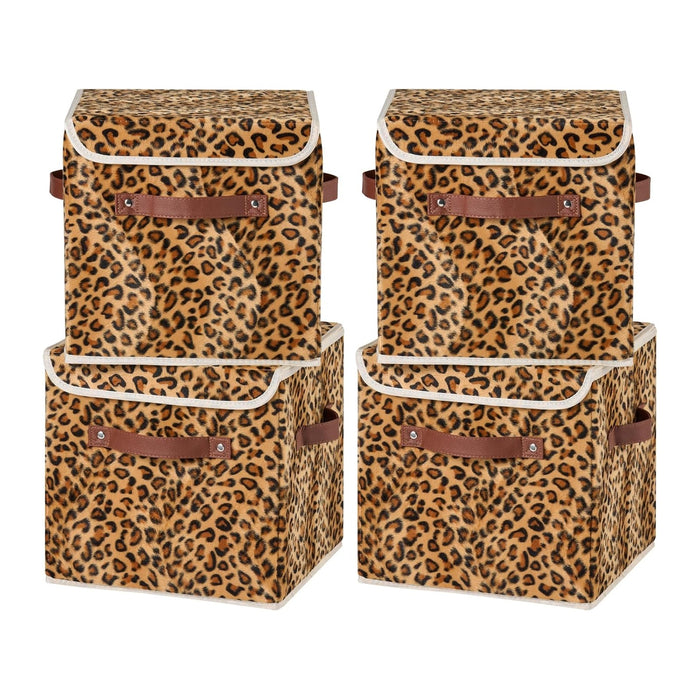 4PCS Storage Cubes with Lids 11 Inch Decorative Cute Bins Boxes