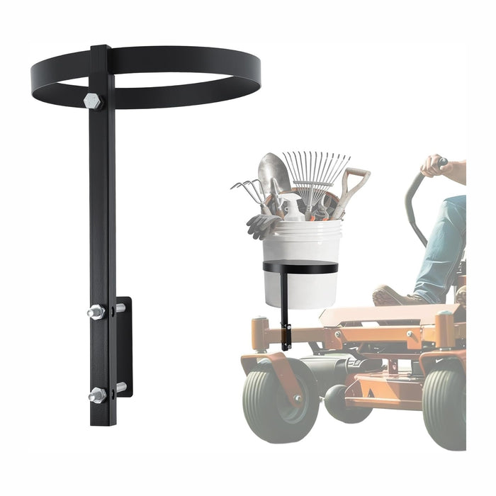 5 Gallon Trash Bucket Holder for Zero Turn Mowers, 11.2" Diameter, Heavy-Duty Steel Bucket Storage Bracket with Clamp, Convenient for Indoor Outdoor Yard Cleaning