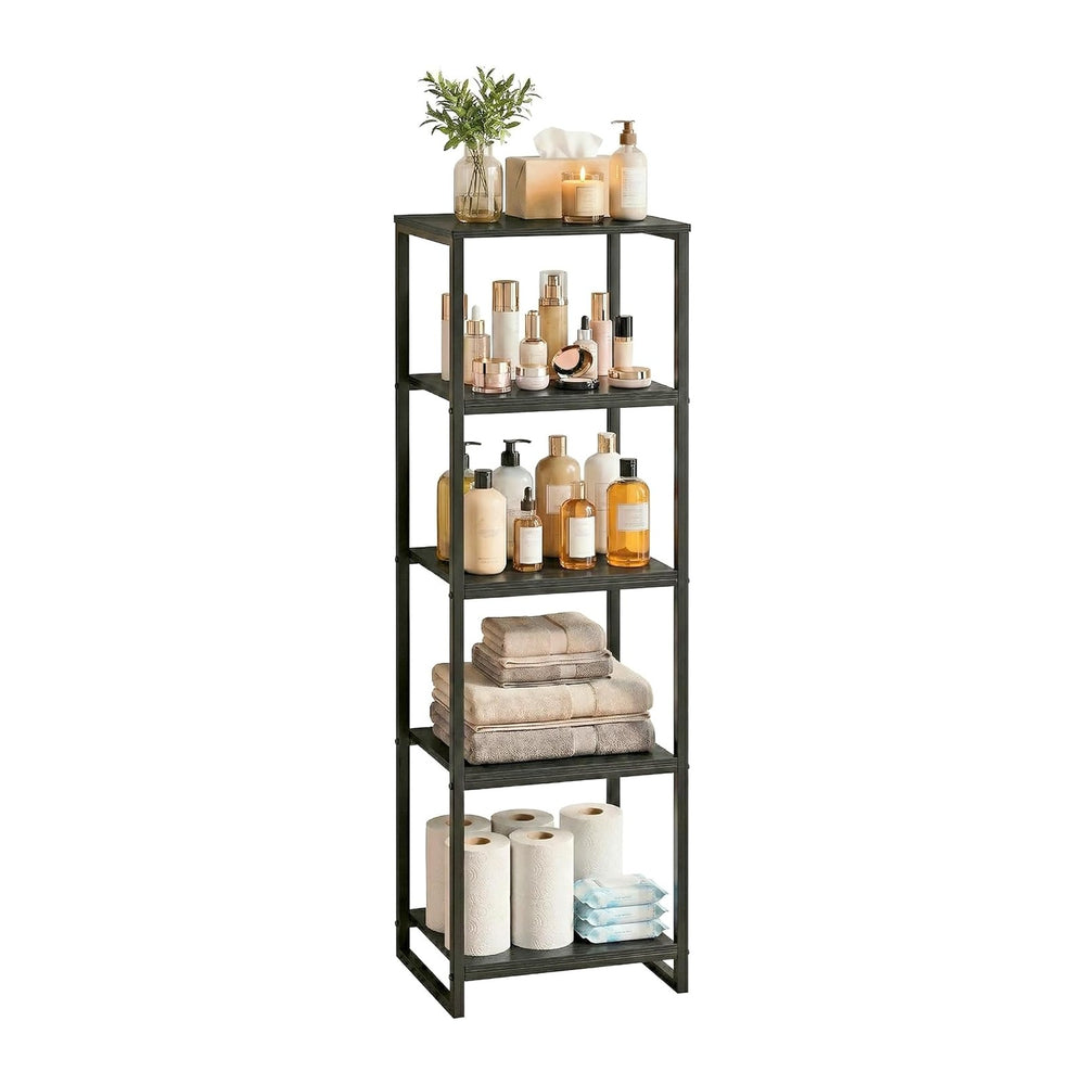 5-Tier Bathroom Shelving Unit, Narrow Corner Slim Rack, Black