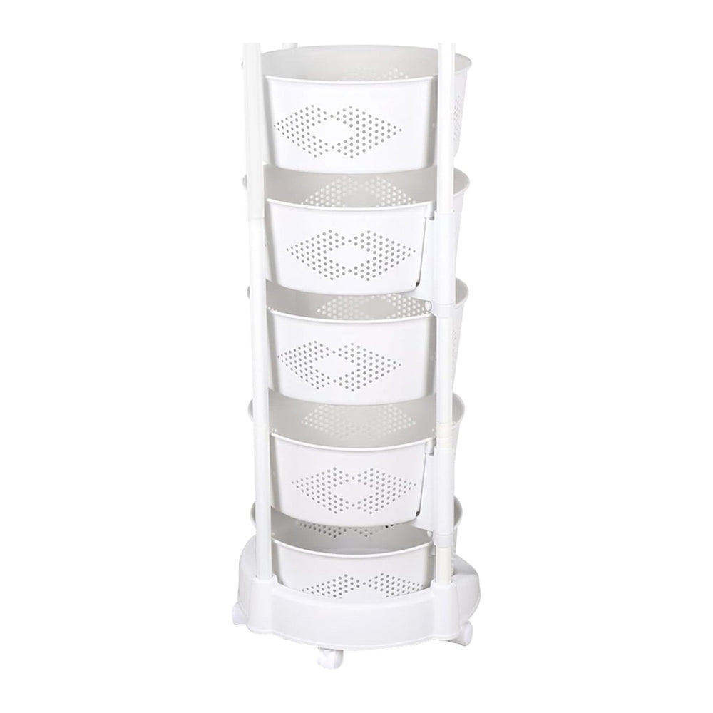 5 Tier Round Rotating Multi-Layer Kitchen Storage Shelf, Fruit Vegetable Stor...