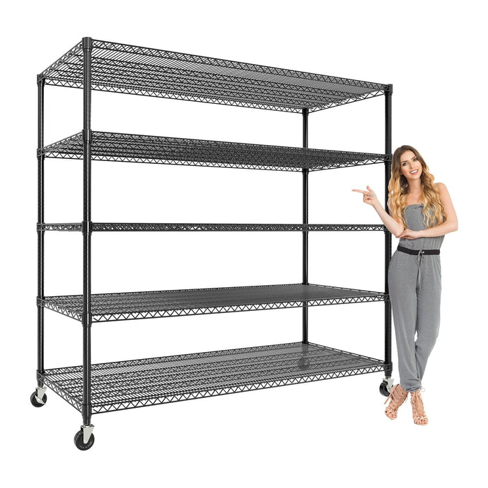 5-Tier Tall Steel Garage Shelving with Wheels