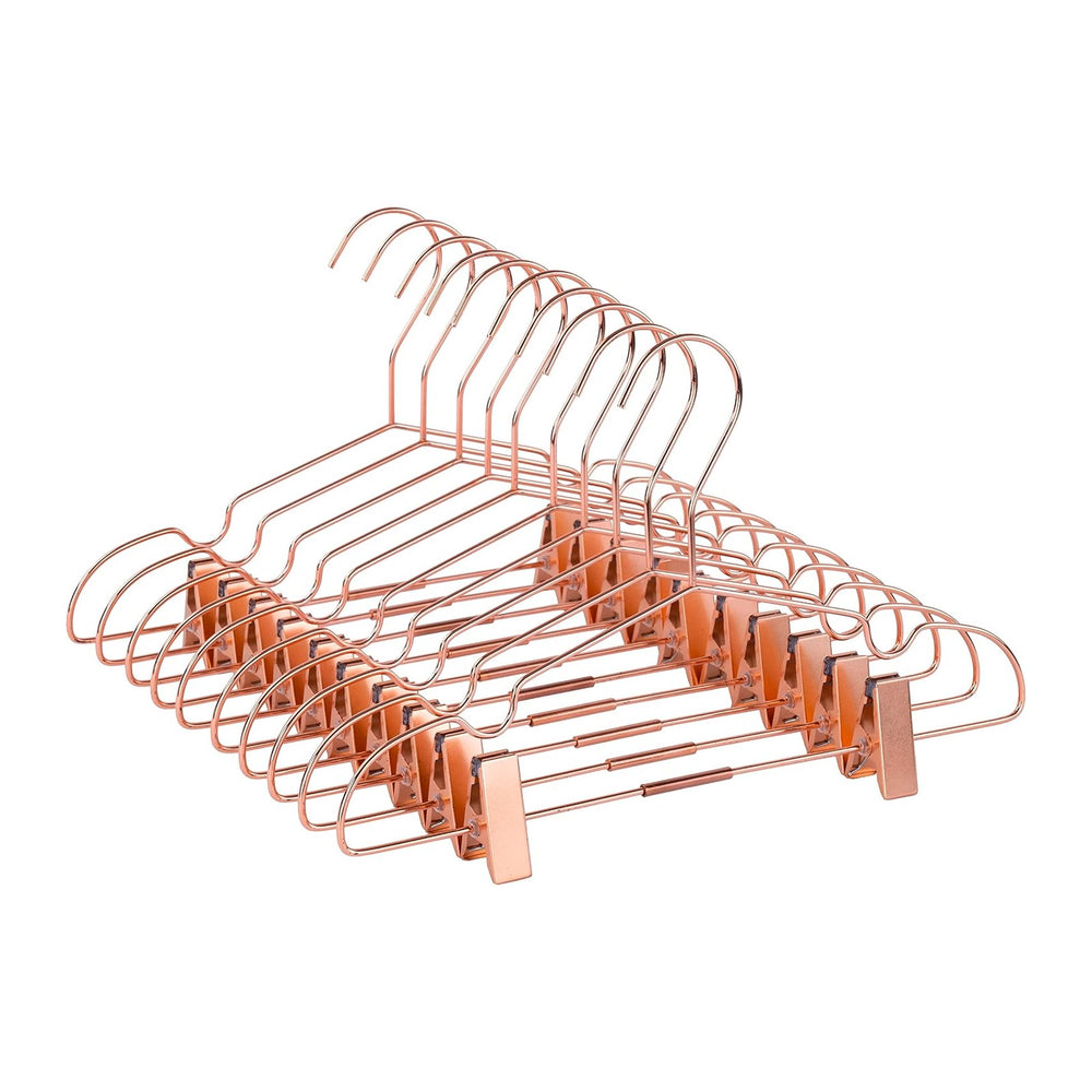 50 Pack 13" Rose Copper Gold Shiny Metal Wire Clothes Hangers with Clips...