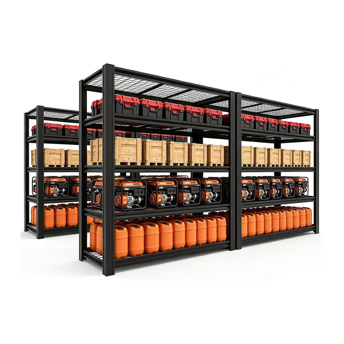 5000LBS Heavy Duty 5-Tier Adjustable Metal Garage Shelving, Tool-Free Easy Assembly Storage Shelves Unit, 62" W x 24" D x 84" H Black Utility Rack for Garage Basement Warehouse Pantry