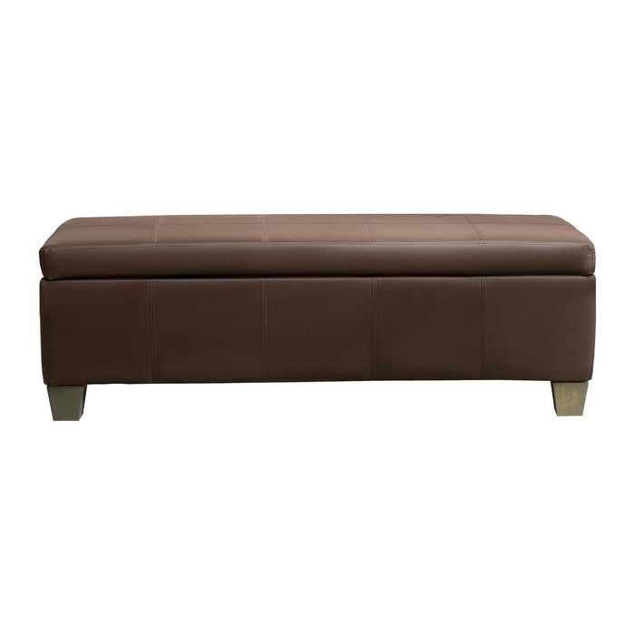 51 Inch Brown Faux Leather Ottoman