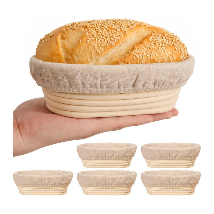 6 Inch Oval Banneton Bread Proofing Basket Set of 6, Kikcoin Mini Sourdough Bread Baking Supplies, Small Banneton Basket Proofing Baskets for Sourdough Bread Baking