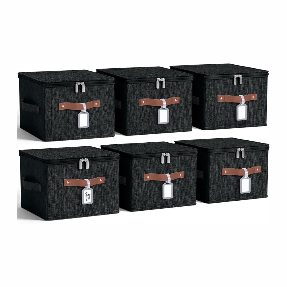 6 Pack Fabric Closet Storage Bins with Lids, 10×8×7 in, Black