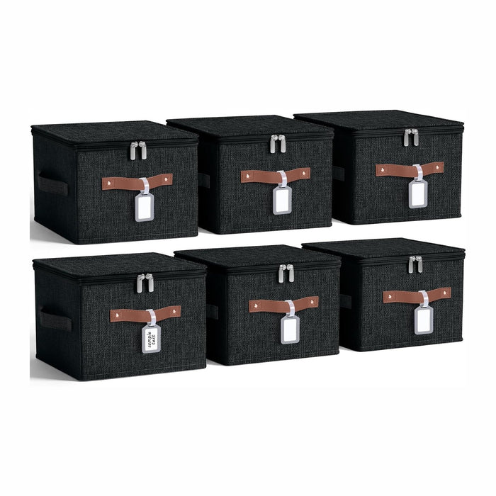 6 Pack Fabric Closet Storage Bins with Lids, 10×8×7 in, Black
