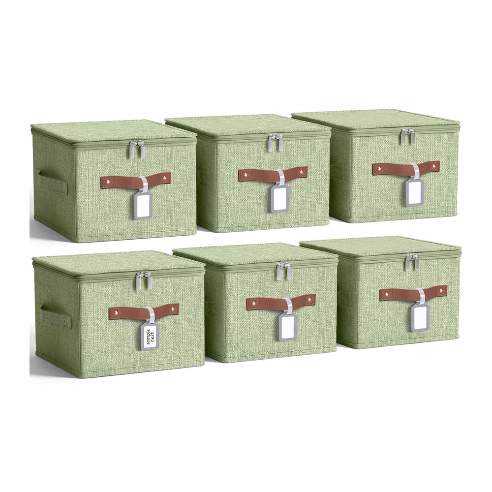 6 Pack Fabric Closet Storage Bins with Lids, 10×8×7 in, Green