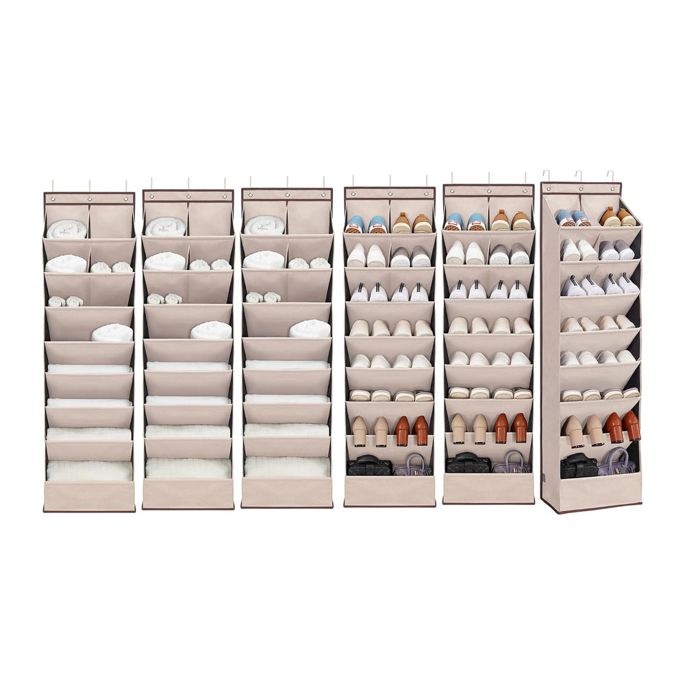 6 Pack Shoe Organizer with 6 Extra Large Pockets and 4 Large Pocket, Over the...
