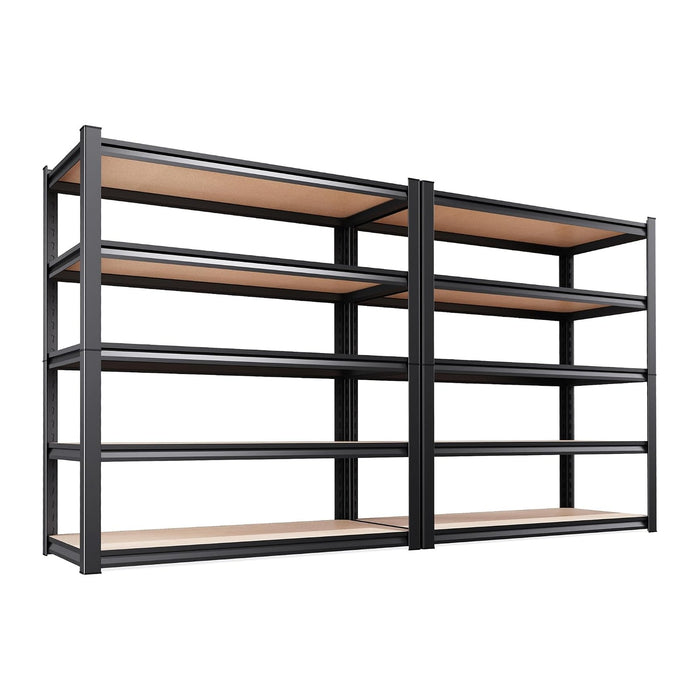 71" H x 46" W x 18" D Garage Shelving Unit, 2-Pack Heavy Duty Metal Storage Shelves, Total Capacity, 5 Tier Adjustable Boltless Steel Rack, Freestanding Organizer for Warehouse, Pantry, Shop, Black