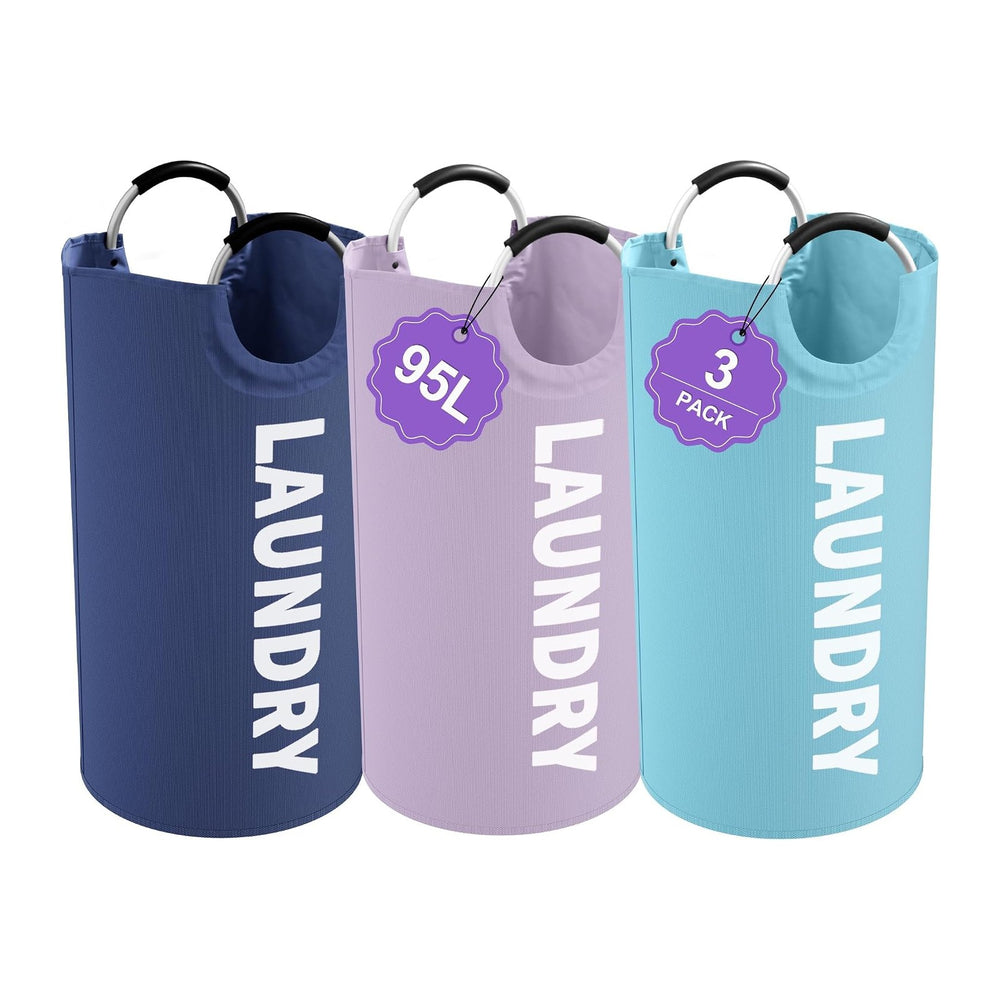 95L 3Pack Large Laundry Hamper, Foldable Laundry Basket with Handles, Dirty C...