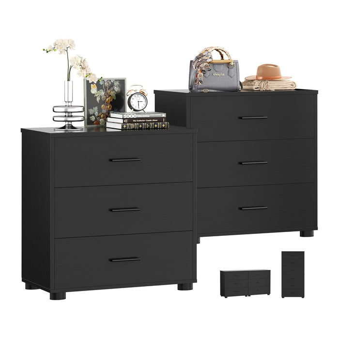 Aheaplus Closet Drawers Set of 2, Wood Closet Organizers and Storage, Balck
