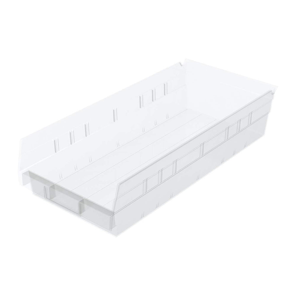 Akro-Mils 30158 Heavy Duty Plastic Shelf Bins, 18"x 8"x 4", Cl...