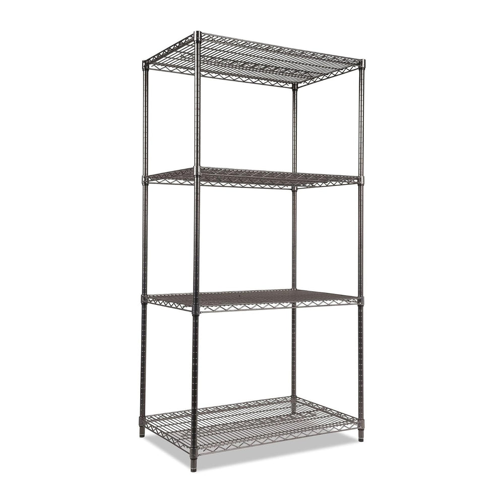 Alera Wire Shelving Starter Kit, Four-Shelf, 36w X 24d X 72h, Black Anthracite