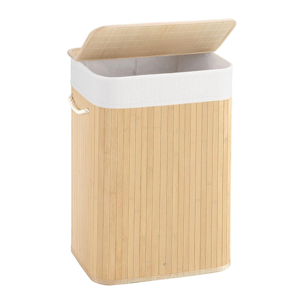 Aliphon 72L Slim Laundry Hamper with Lid, Foldable Bamboo Clothes Laundry Bas...