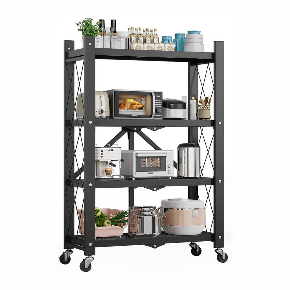 All-in-one Heavy Duty Storage Shelving Unit, Foldable Storage Shelves with Wh...