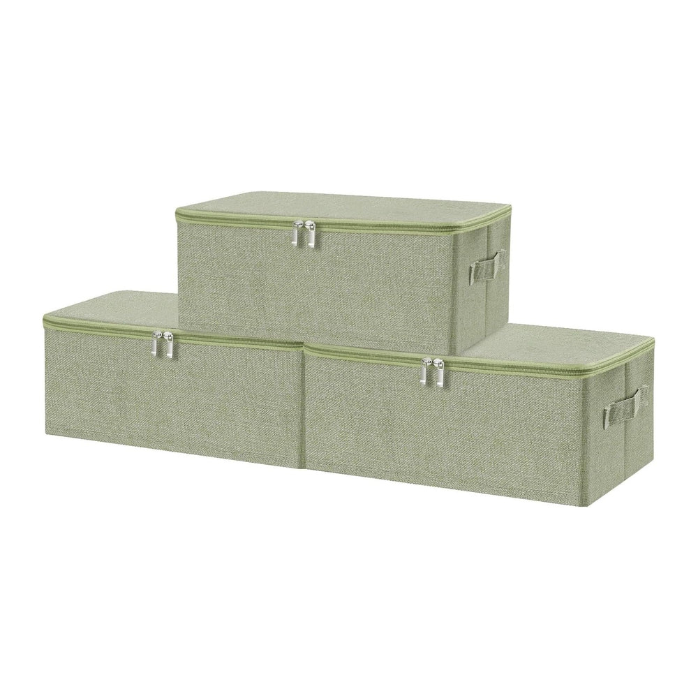 ANMINY Fabric Storage Bins with Zipper Lids, 15"x10"x6", Green...