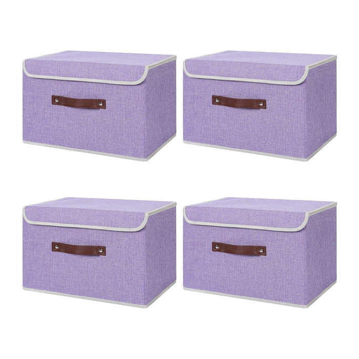 ANMINY Fabric Storage Box Bins with Lids, Purple, 15"x10"x10", 4 Pack