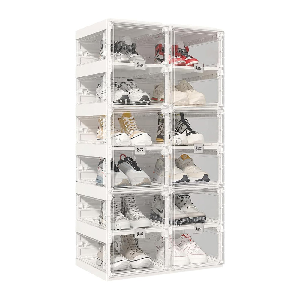 ANTBOX Foldable Shoe Rack,Shoe Organizers for Closet Plastic Shoe Storage Box...