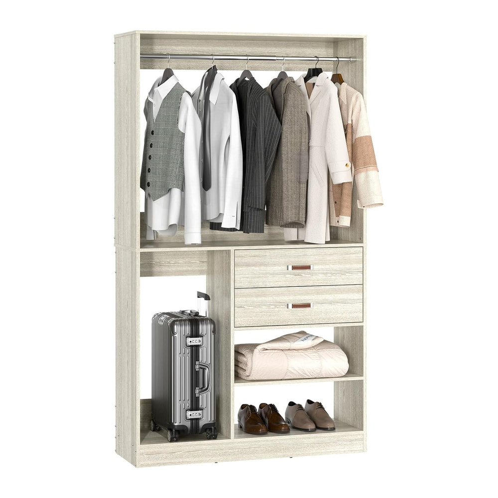 Armocity Freestanding Closet System with Suitcase Storage, 40 Inches Stand-Al...