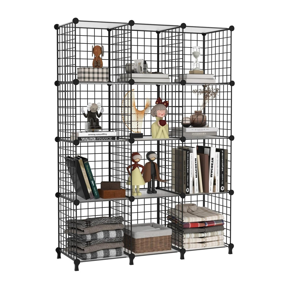 AWTATOS Wire 12 Cube Storage Organizer, Closet Storage Shelves Stackable