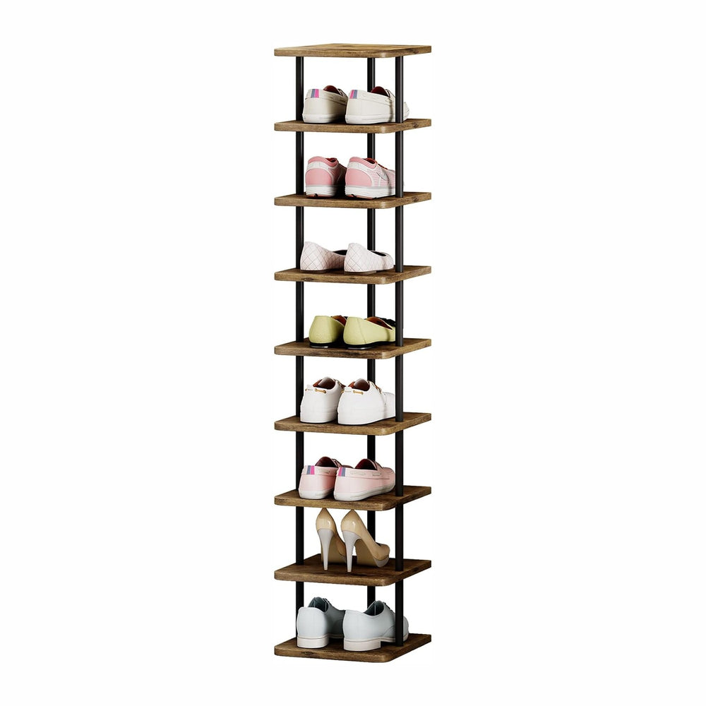 AZERPIAN Shoe Rack Storage Vertical Narrow Shoe Organizer Shelf 9 Tier