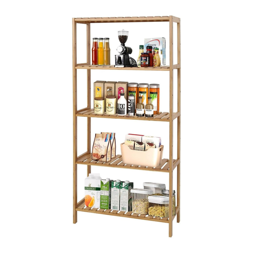 Bamboo Shelf Bathroom 5-Tier Storage Shelves Free Standing Rack Multifunction...
