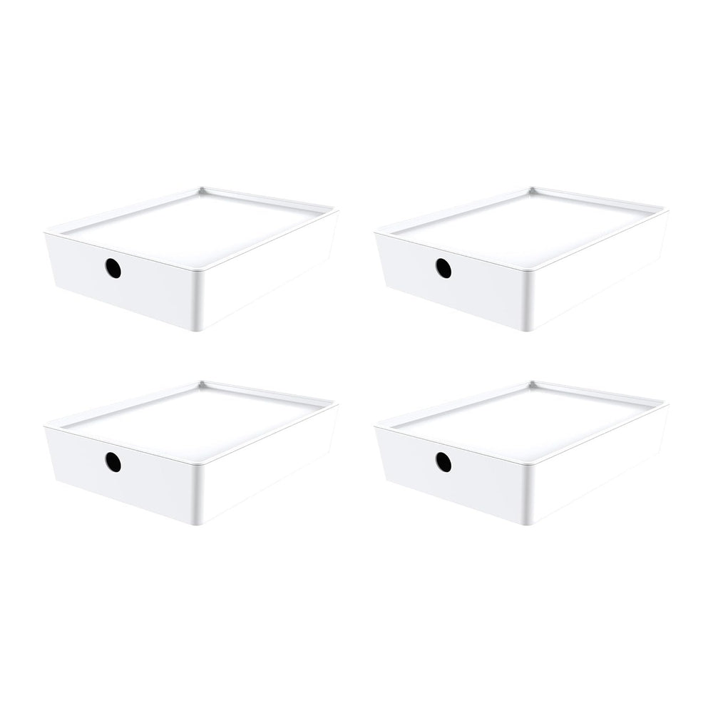 Bella White Modular Box Stackable Storage Bins with Lids Bathroom Organizer K...