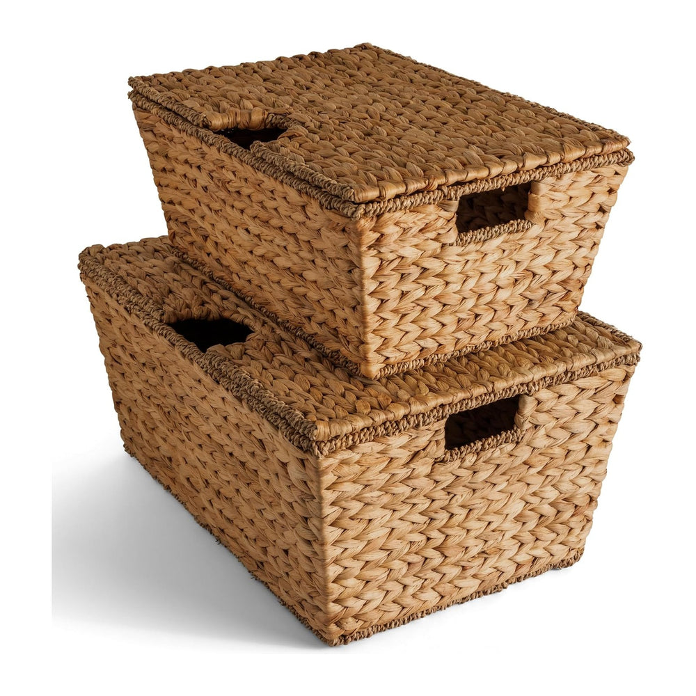Best Choice Products Set of 2 X-Large & Medium Woven Storage Baskets W/Li...