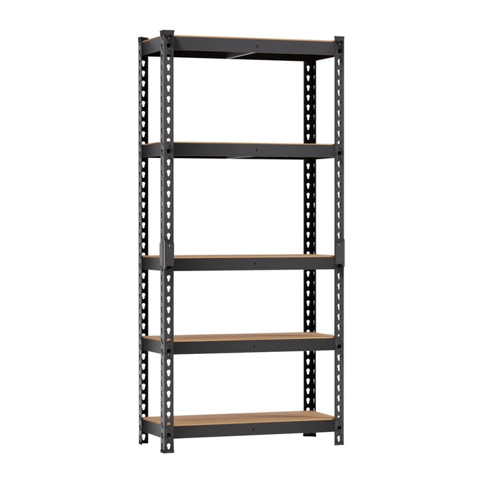 BestOffice 5-Tier Heavy Duty Storage Shelving Unit, 1650 LBS Adjustable Metal Garage Rack, 27.6" W X 11.8" D X 60" H, MDF Shelves for Garage Basement Kitchen, Black