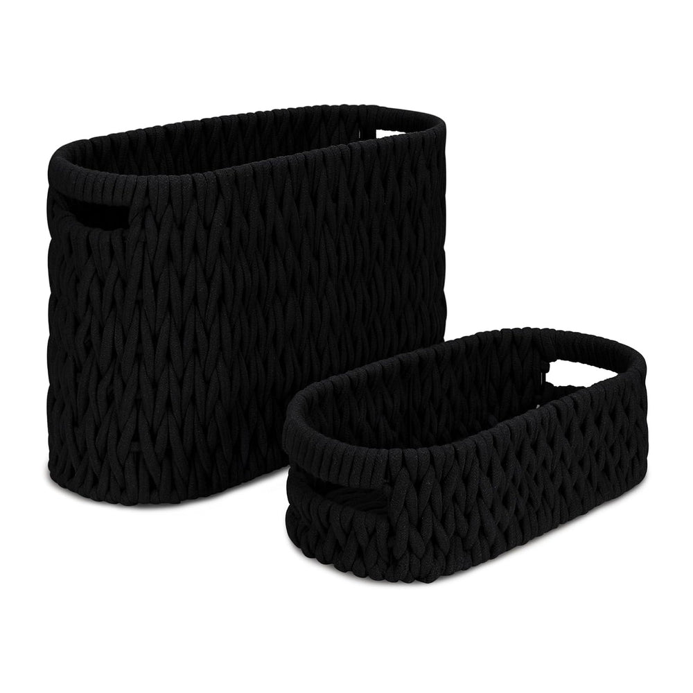 Boho Toilet Paper Storage Baskets, Cotton Rope Woven Bathroom Basket Set of 2...