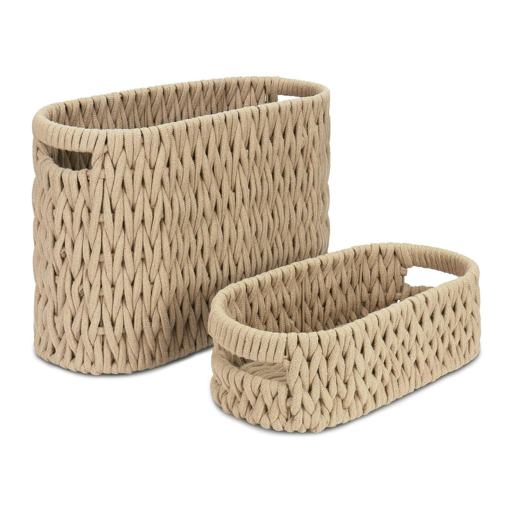 Boho Toilet Paper Storage Baskets, Cotton Rope Woven Bathroom Basket Set of 2...