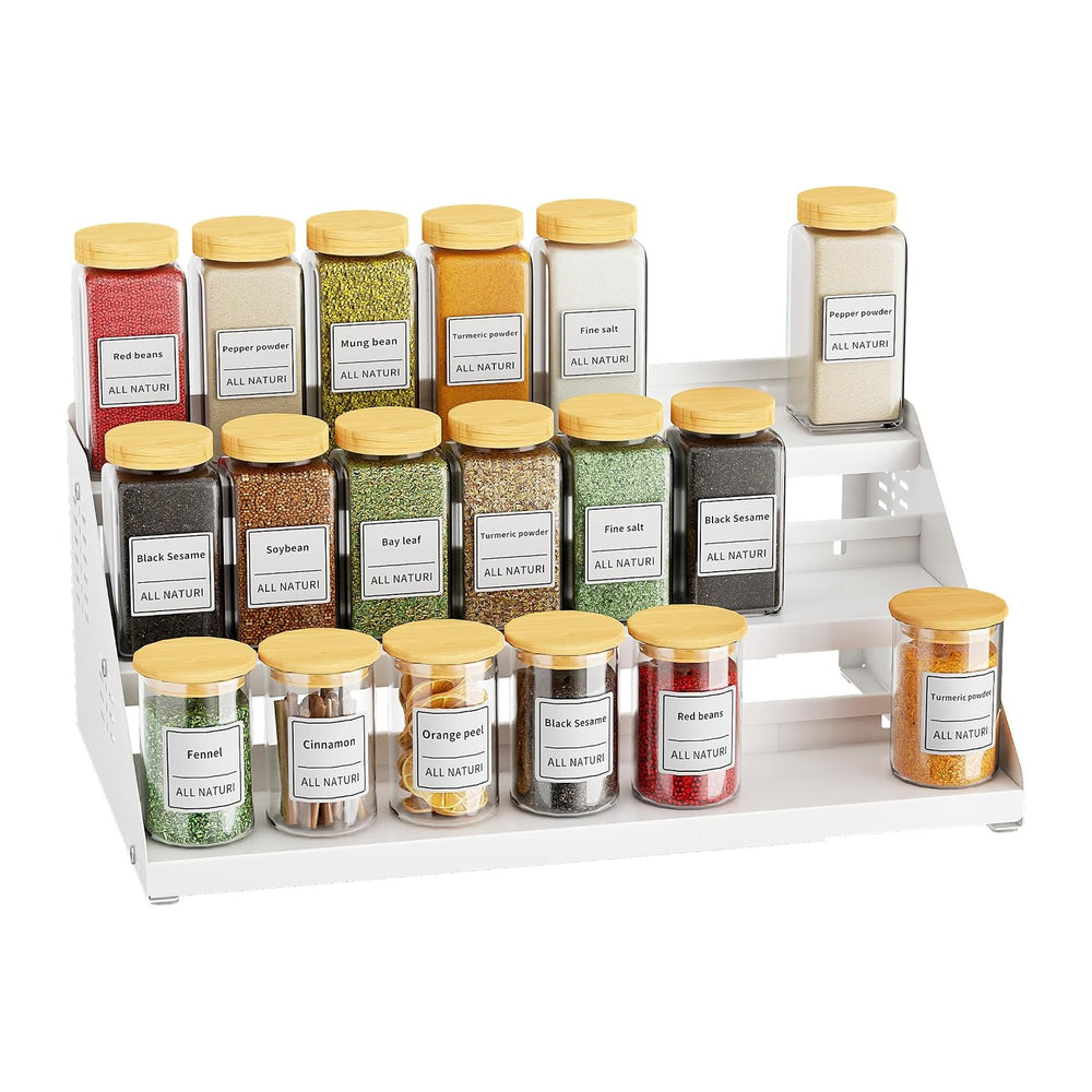 BOIVSHI 3 Tier Expandable Spice Organizer for Cabinet, White