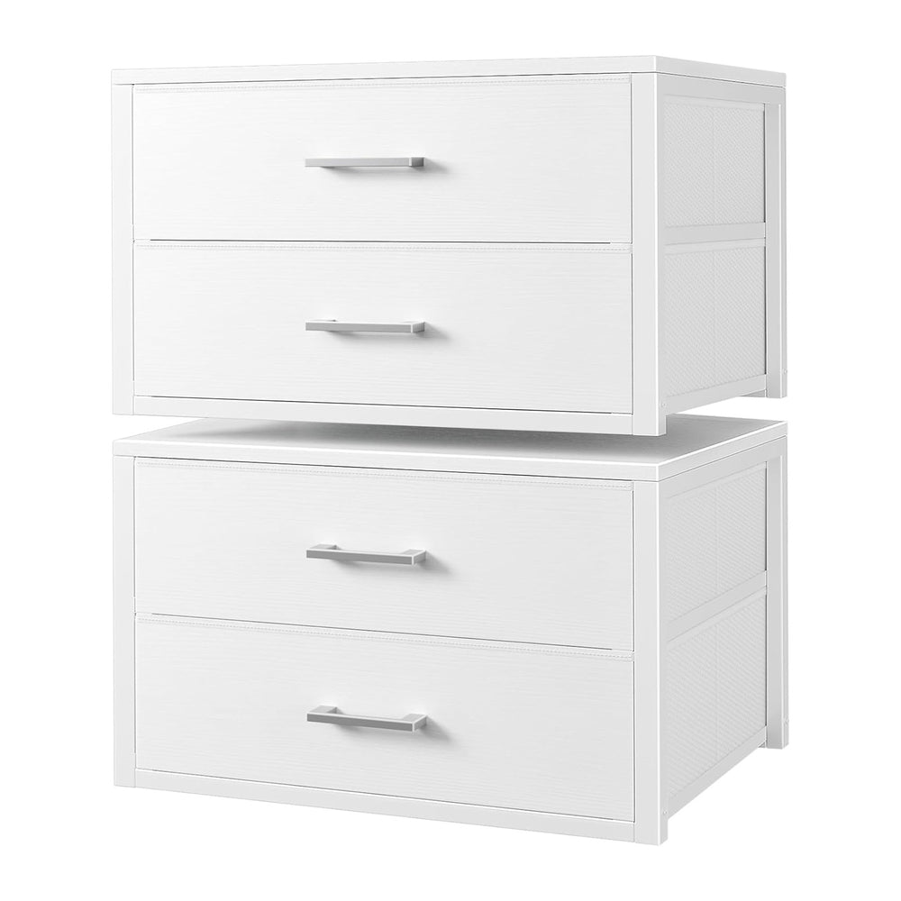 BOLUO Stackable Storage Drawers Closet Organizers and Storage Fabric White 2 ...