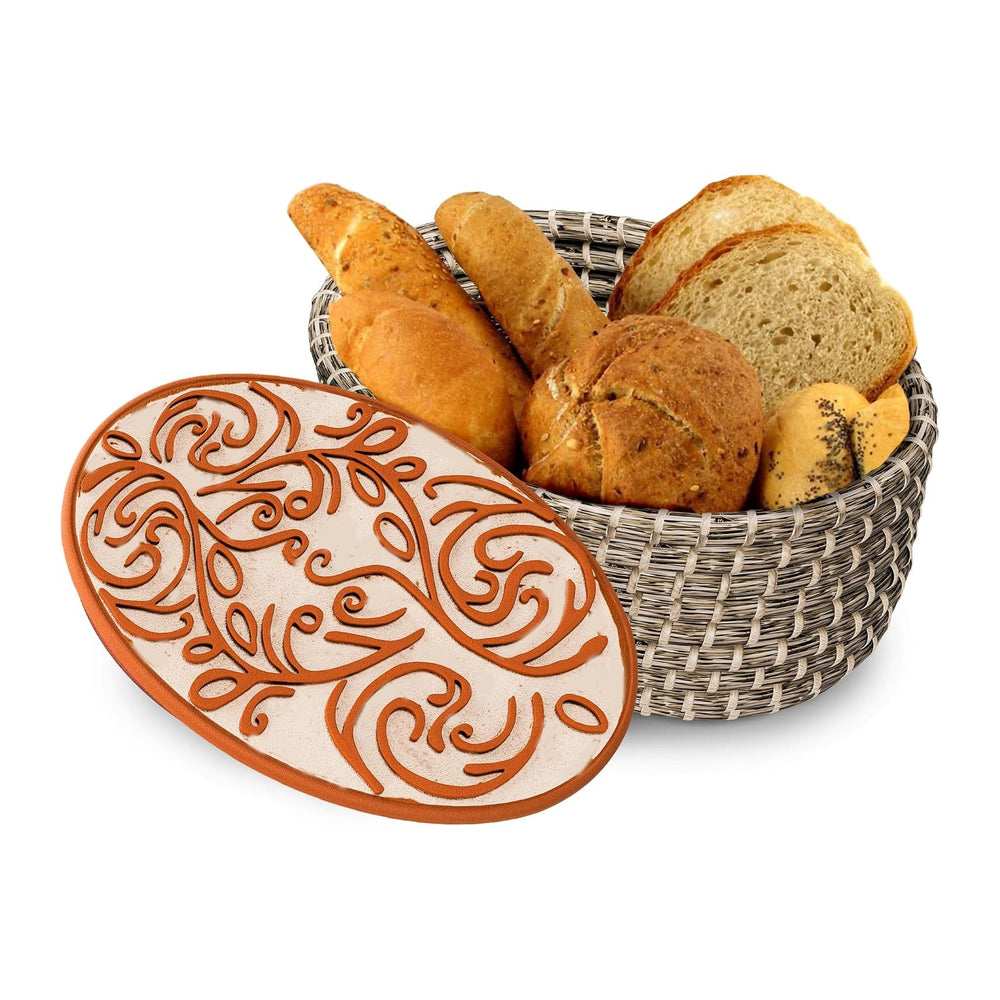 Bread Warmer Basket with Stone - Hand Woven Bread Basket With Warming Stone I...