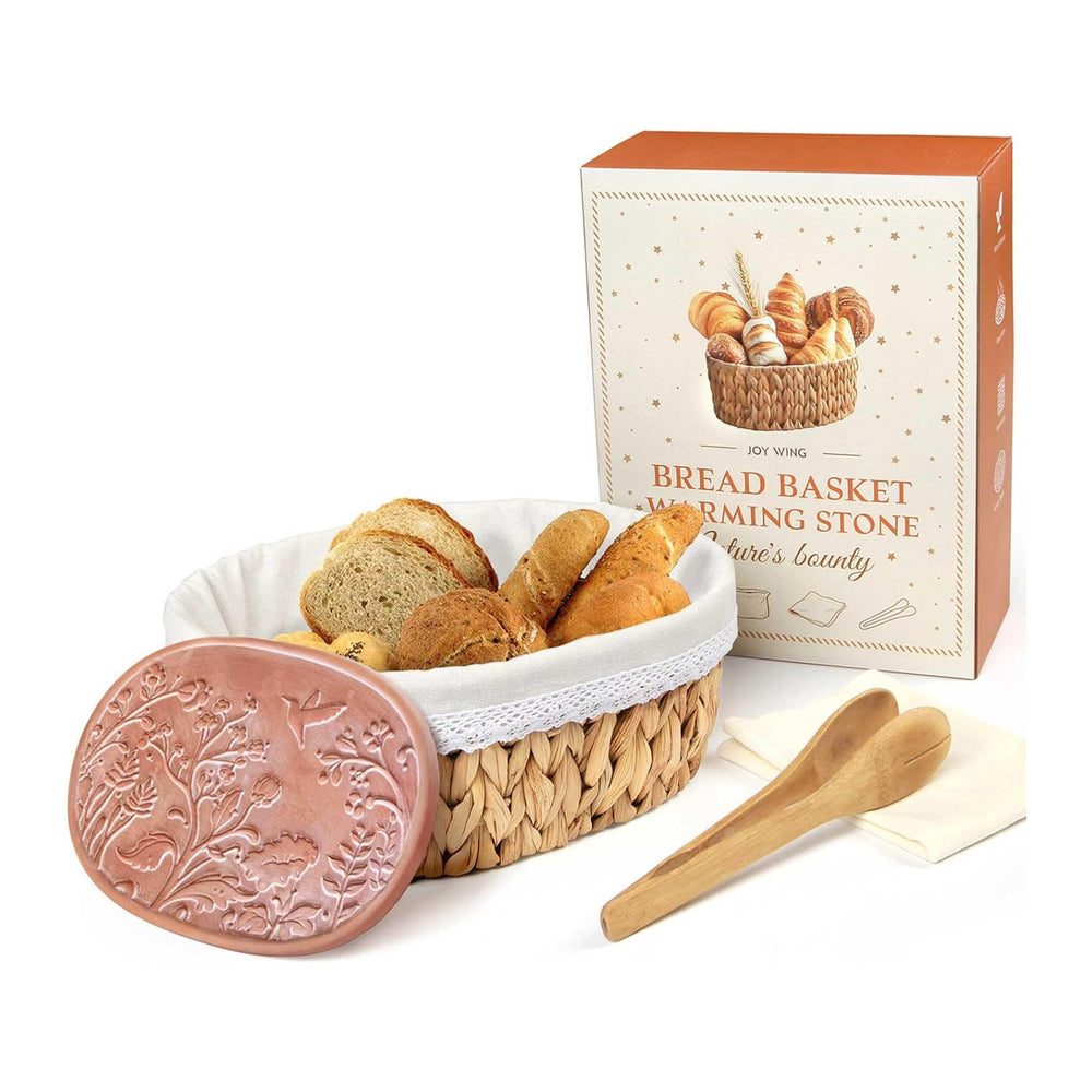 Bread Warmer Basket with Stone - Large Bread Baskets for Serving/House Warmin...
